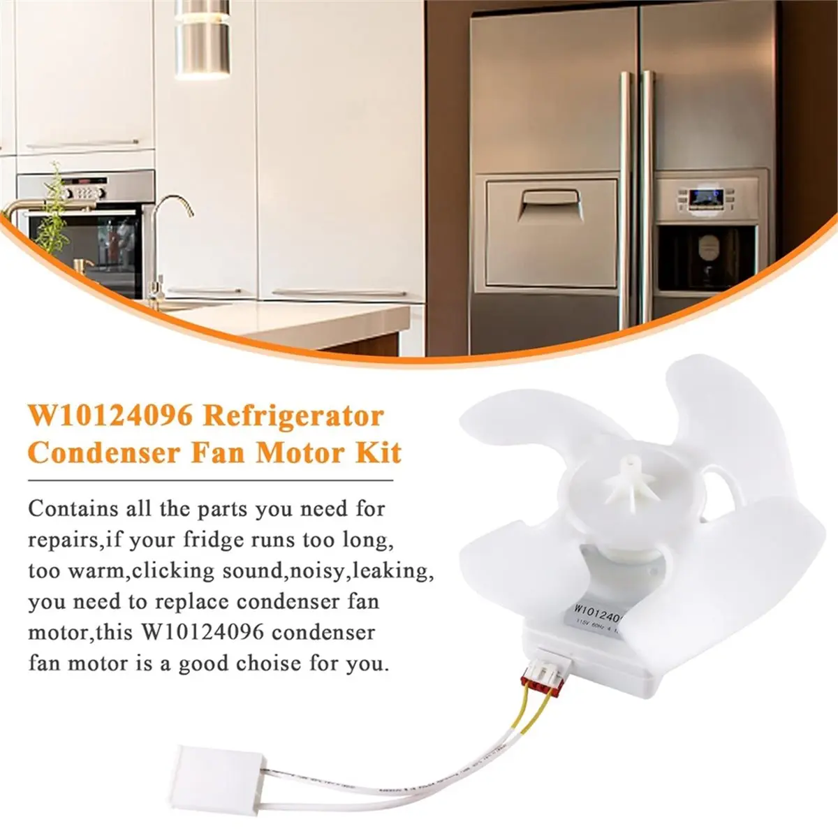 (A64E) W10124096 Refrigerator Condenser Fan Motor for Whirlpool Refrigerator Fan Motor - EAP1957416 AP4318657 PS1957416