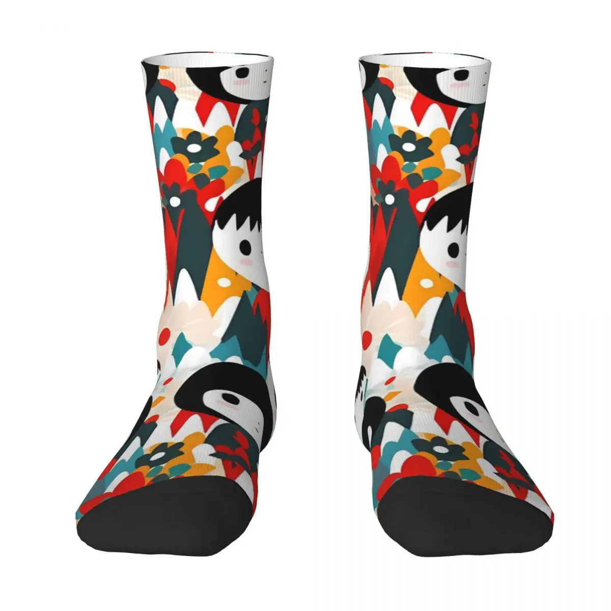 Japanese Dolls Socks Autumn Kaleidoscope Dreams Stockings Trendy Men High Quality Socks Design Skateboard Anti Skid Socks