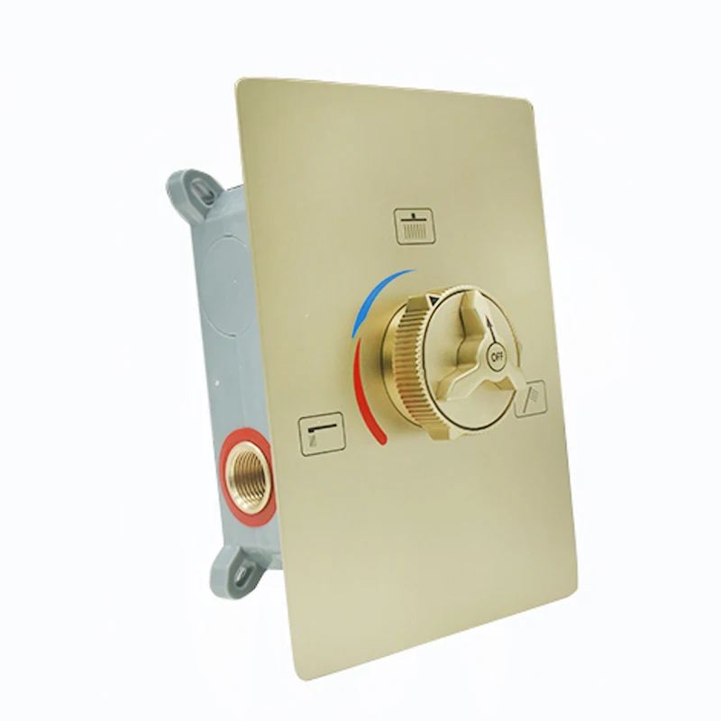 

Brass Gold 3-Function Upc Shower Diverter Mixer Valve Single Handle With Chrome Finish And Ceramic Core Rain Spray Pattern