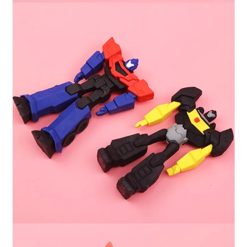 Transformers-goma de borrar creativa ensamblada, Accesorios de escritorio desmontables de dibujos animados de Anime Kawaii, pequeños premios para estudiantes