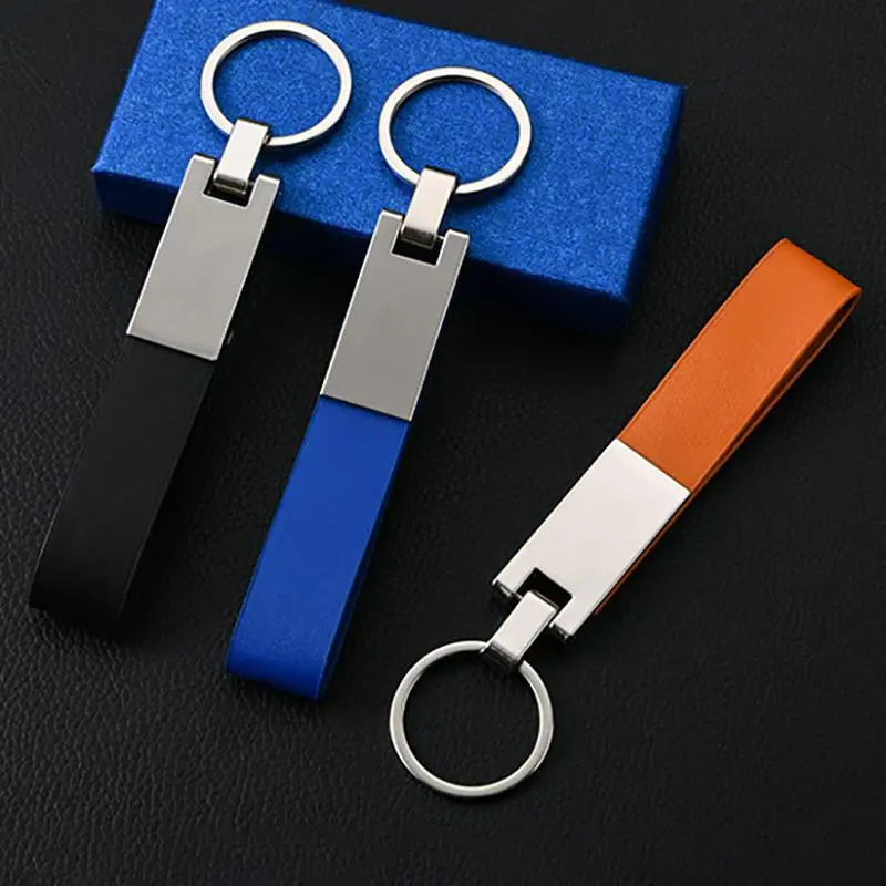 Custom Metal Leather Keychain Personalized Engraved Key Ring Portable Car Accessory for Travel Luggage Tag Use Gift