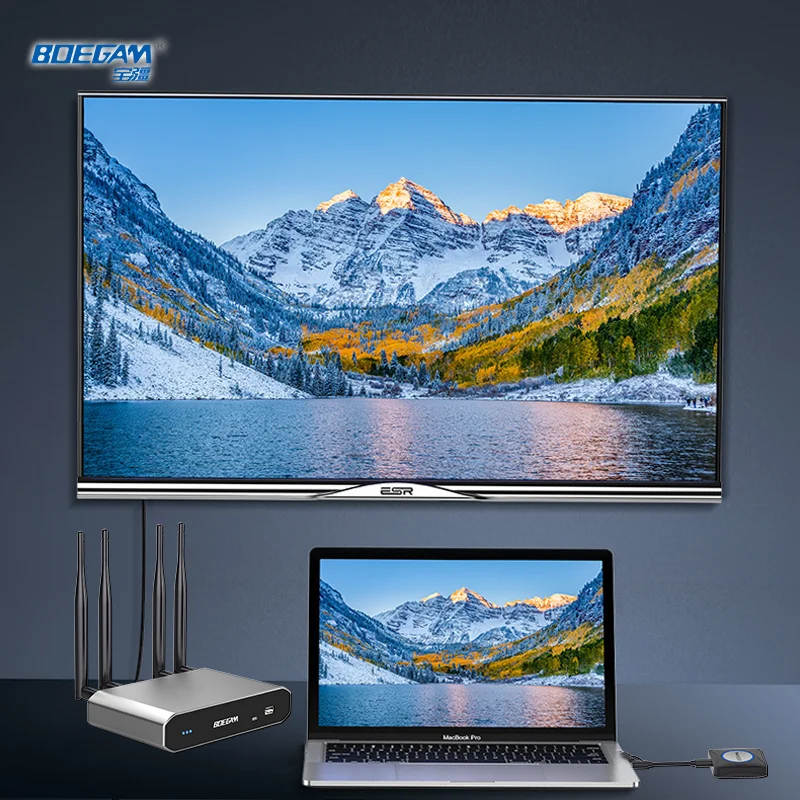 Premium 4K Wireless Presentation System with Receiver and USB-C/A Dongles for Boardrooms and Executive Conference Rooms
