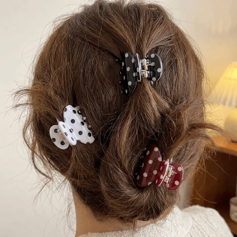 Sweet Small Polka Dot Hair Claw Cute Non-Slip Mini Hair Clips Trendy Durable Acrylic Hair Clamps Baby Hair
