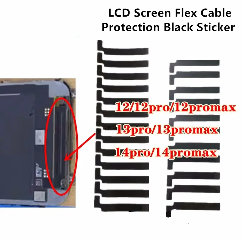 

100 шт., гибкая изоляция для ЖК-экрана, черные наклейки для ремонта дисплея серии IP12/13/14/15, клей