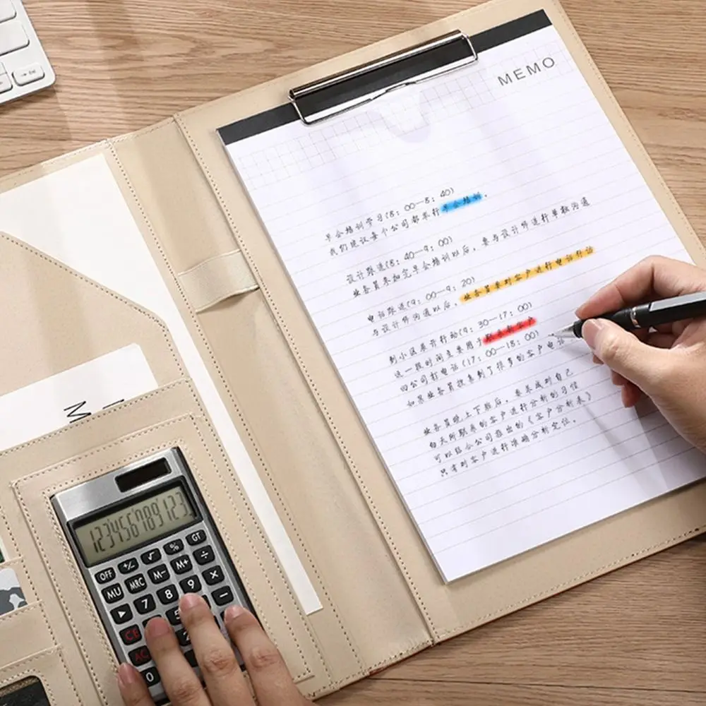 Multifunctional A4 Conference Folder Large Capacity Leather Business Stationery Folder Office Portable Document Organizer