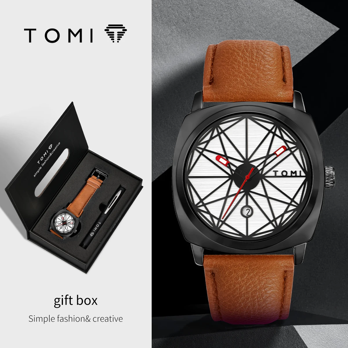 Luxury Watch Kit - TOMI 신제품 2피스 남성용 시계 및