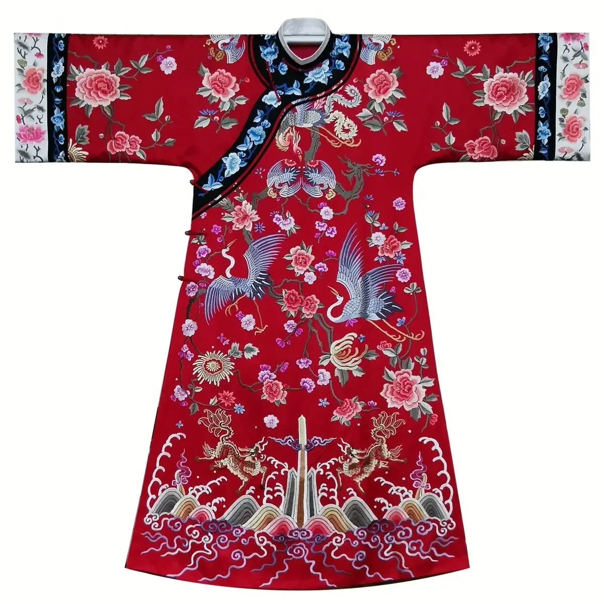 Hanfu Chinese Traditional Cosplay Costumes Qing Dynasty Qipao Red Printing Imitation Embroidery Improved Cloak Cheongsam Dress