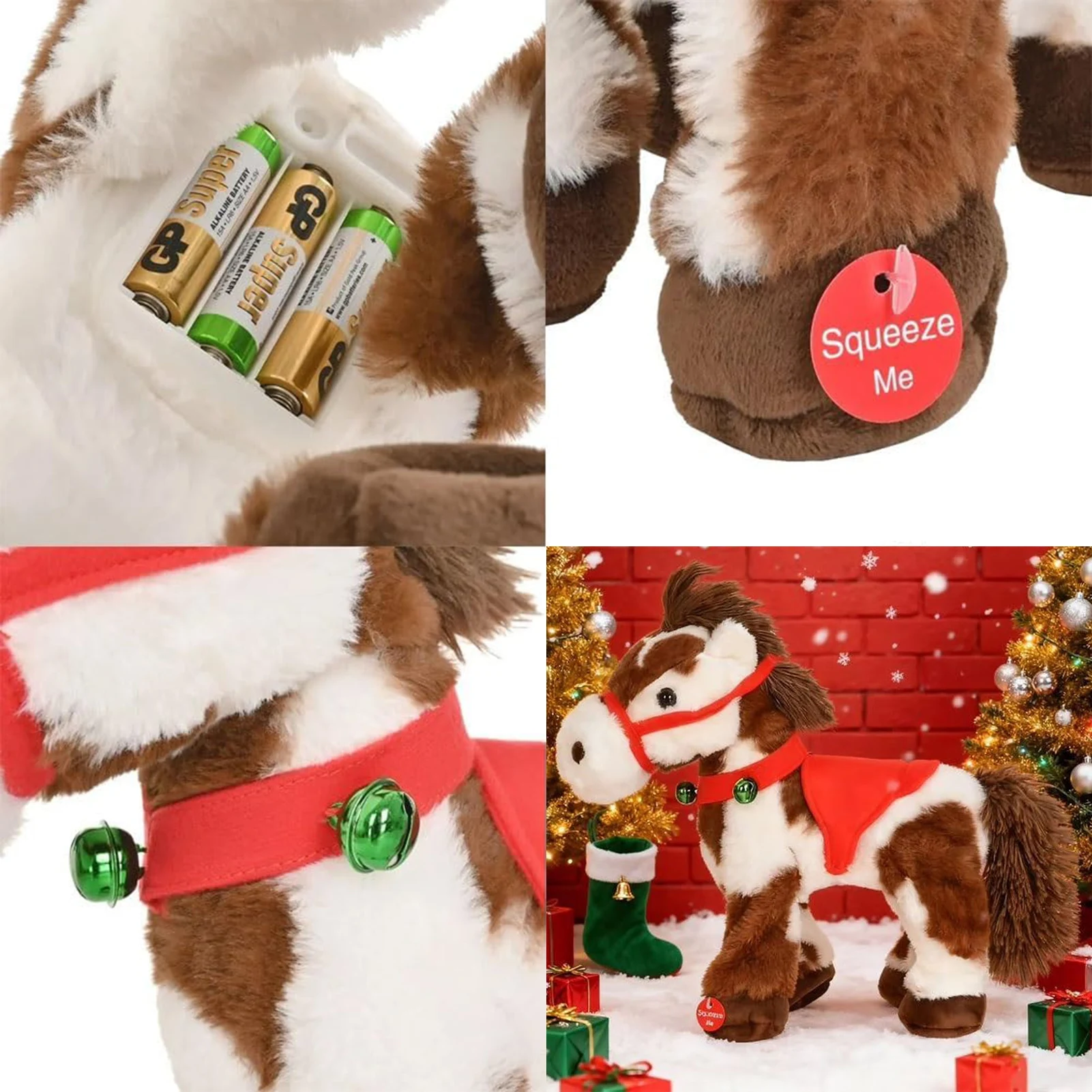 Spotted Electric Plush Horse Toy for Kids with Sound and Movement Electric Rocking Horse for Christmas Gift