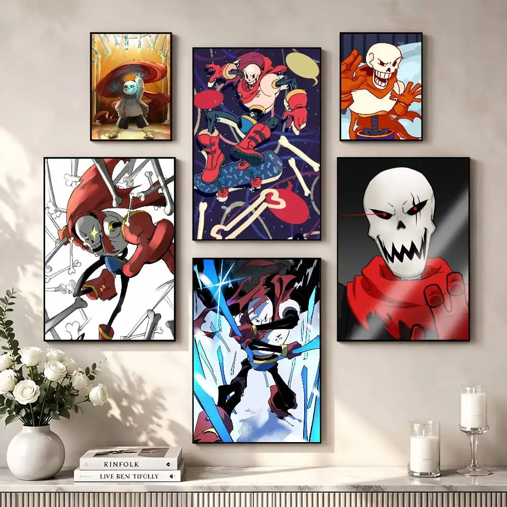 U-Undertale Papyrus Reflective  Poster Waterproof Wall Art Sticker For Bar Living Room Vintage Decor High Quality Print Gift