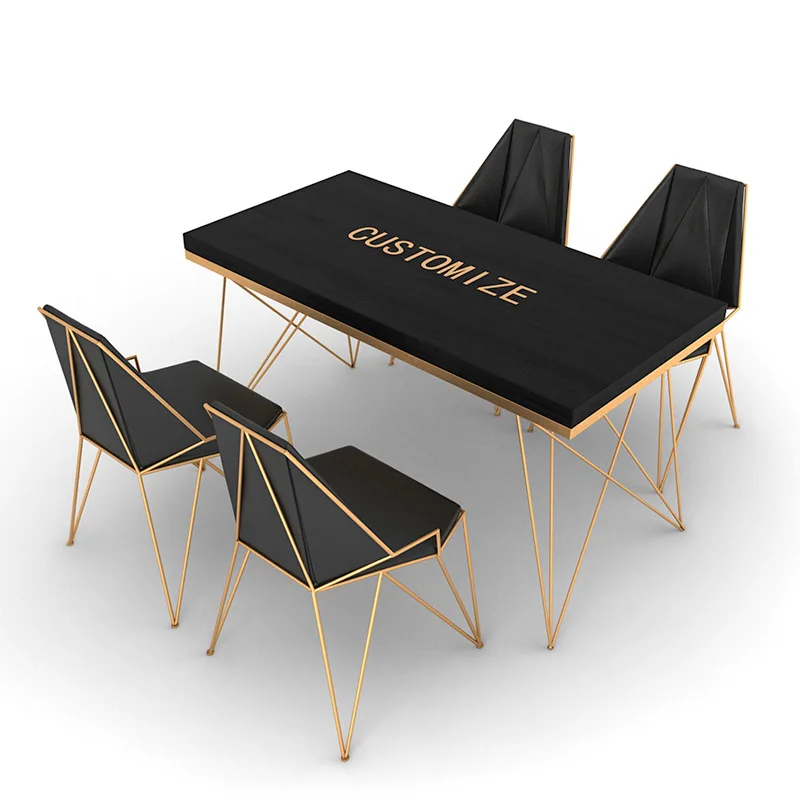 

Nordic Internetcasual music bar restaurant dining table chair bar coffee solid wood dining table and chair combination