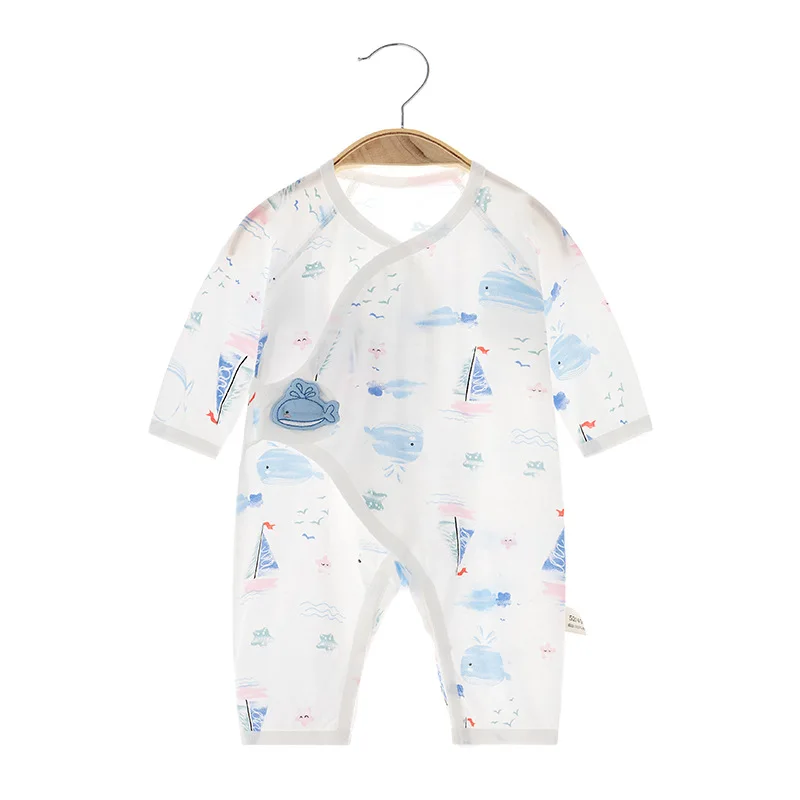 Summer Newborn Jumpsuit Baby Cotton Thin Boneless Clothes Rompers Long Sleeve Baby Summer Air Conditioning Clothes