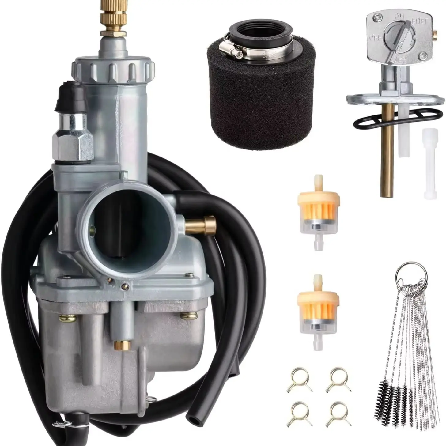 With Air Filter and Fuel Gas Petcock Valve Switch 15003-1080 KLF220 Carburetor  for Kawasaki Bayou 220 KLF220 1988-1998