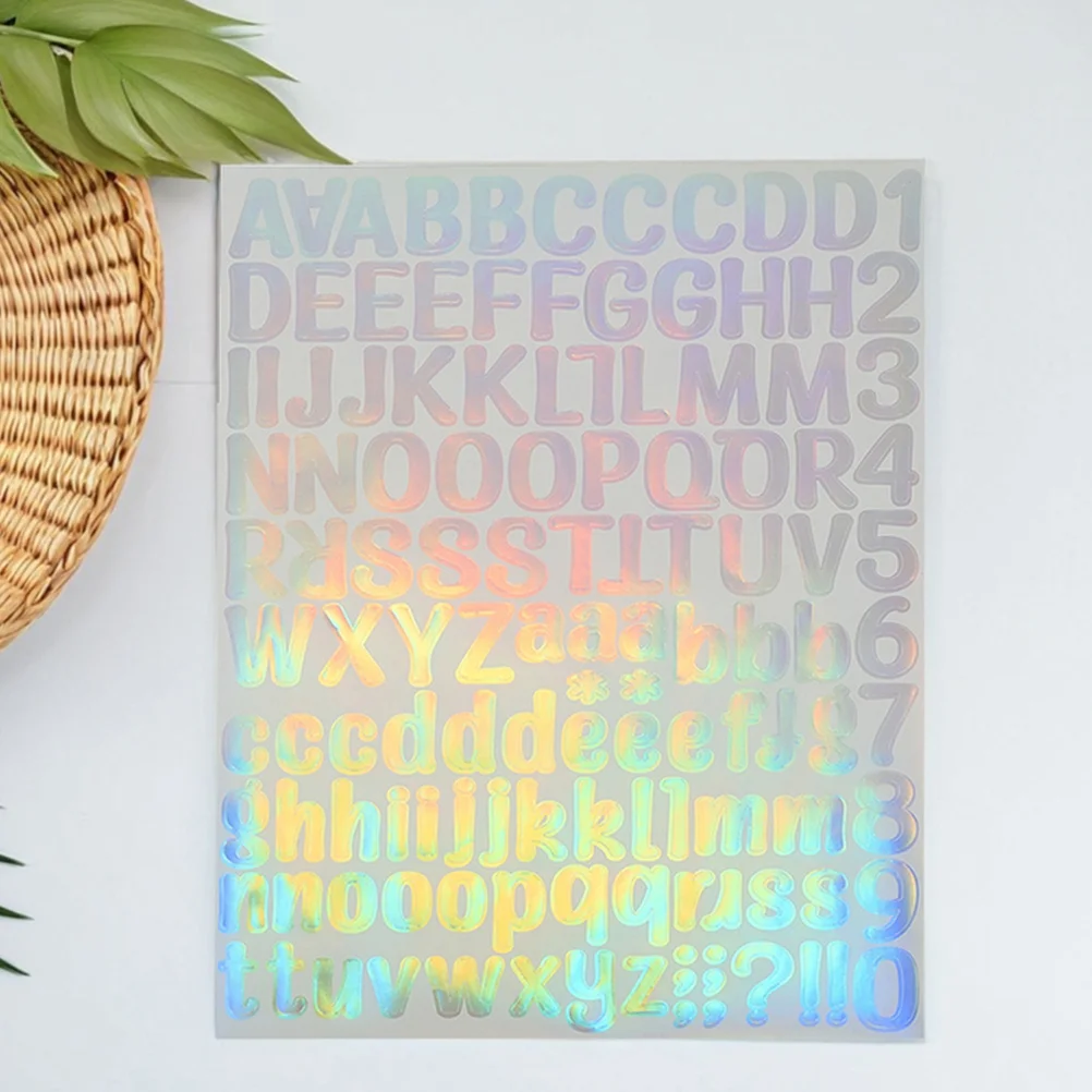 

8 Sheets Waterproof Holographic Vinyl Alphabet Stickers Self Adhesive Letter Number Decals for DIY Scrapbooking Mailbox Outdoor