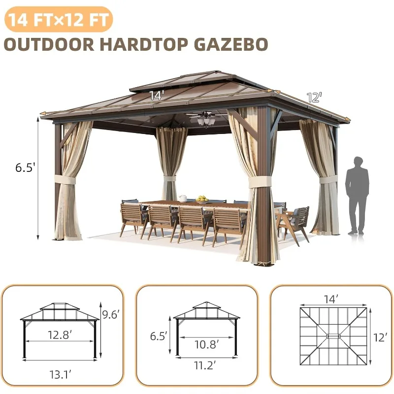 أكشاك صلبة مقاس 12 × 14 بوصة، وإطار من الألومنيوم ومظلة من البولي كربونات، مع شبكة #2