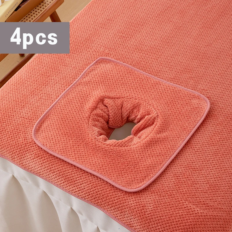 4 Towels with Headrest Holes for Beauty Beds, Salon Towels, SPA Massage Bed Covers, Breathable Face Hole SPA Massage Bed Towels, image 3