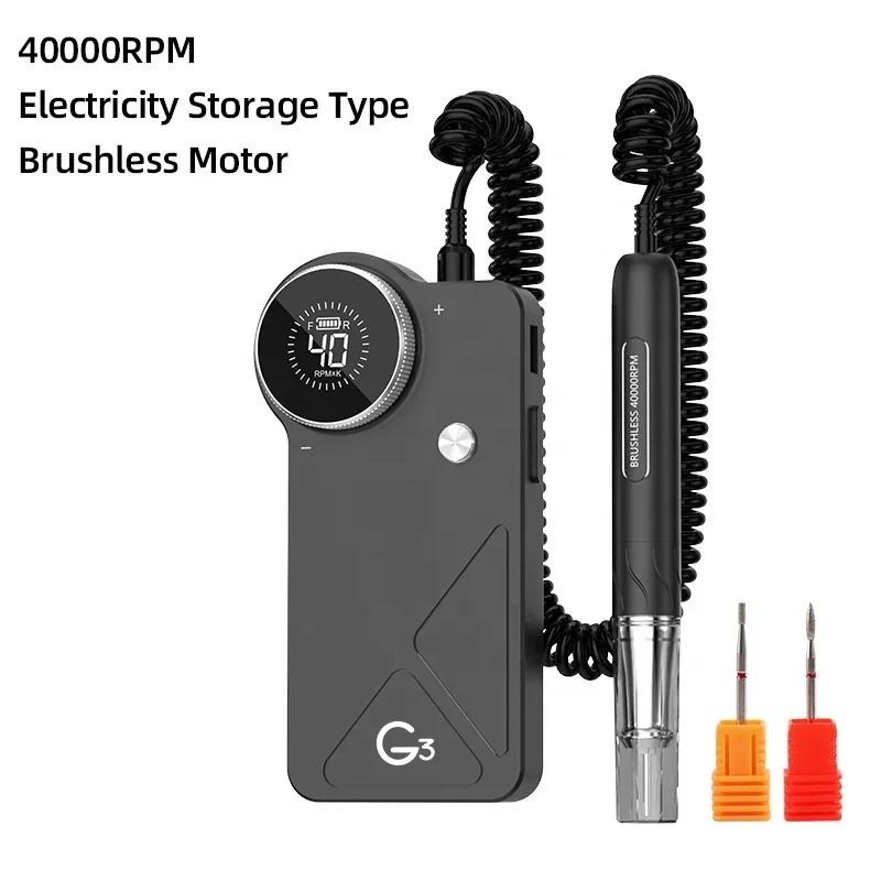 oxxi UV G3 40000 rpm Brushless Motor Rechargeable Nail Drill Machine Cordless 15 Hours Battery Life Electric Nail File