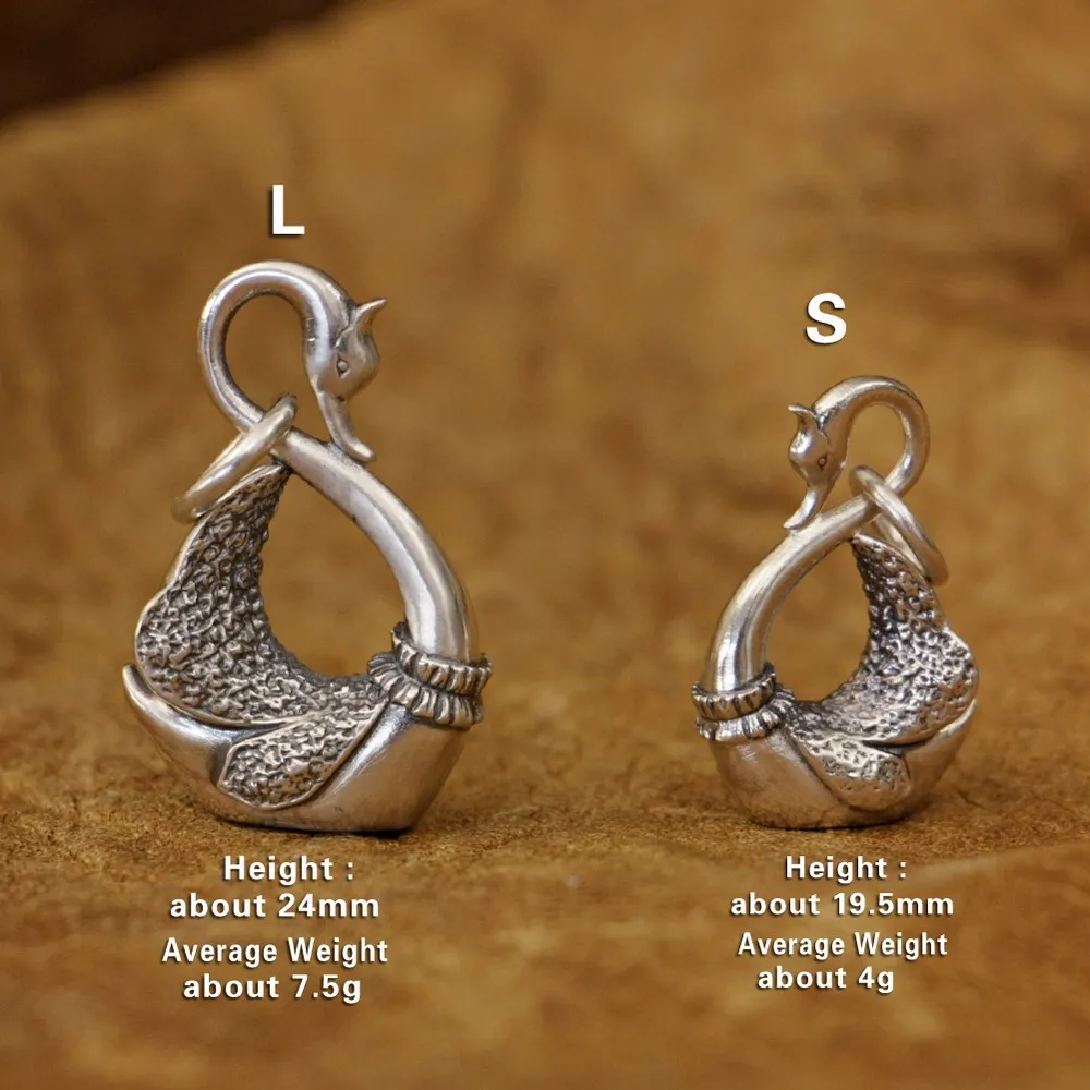 925 Sterling Silver Cute Swan Pendant Lovely Charms Small Animal Jewelry TA330