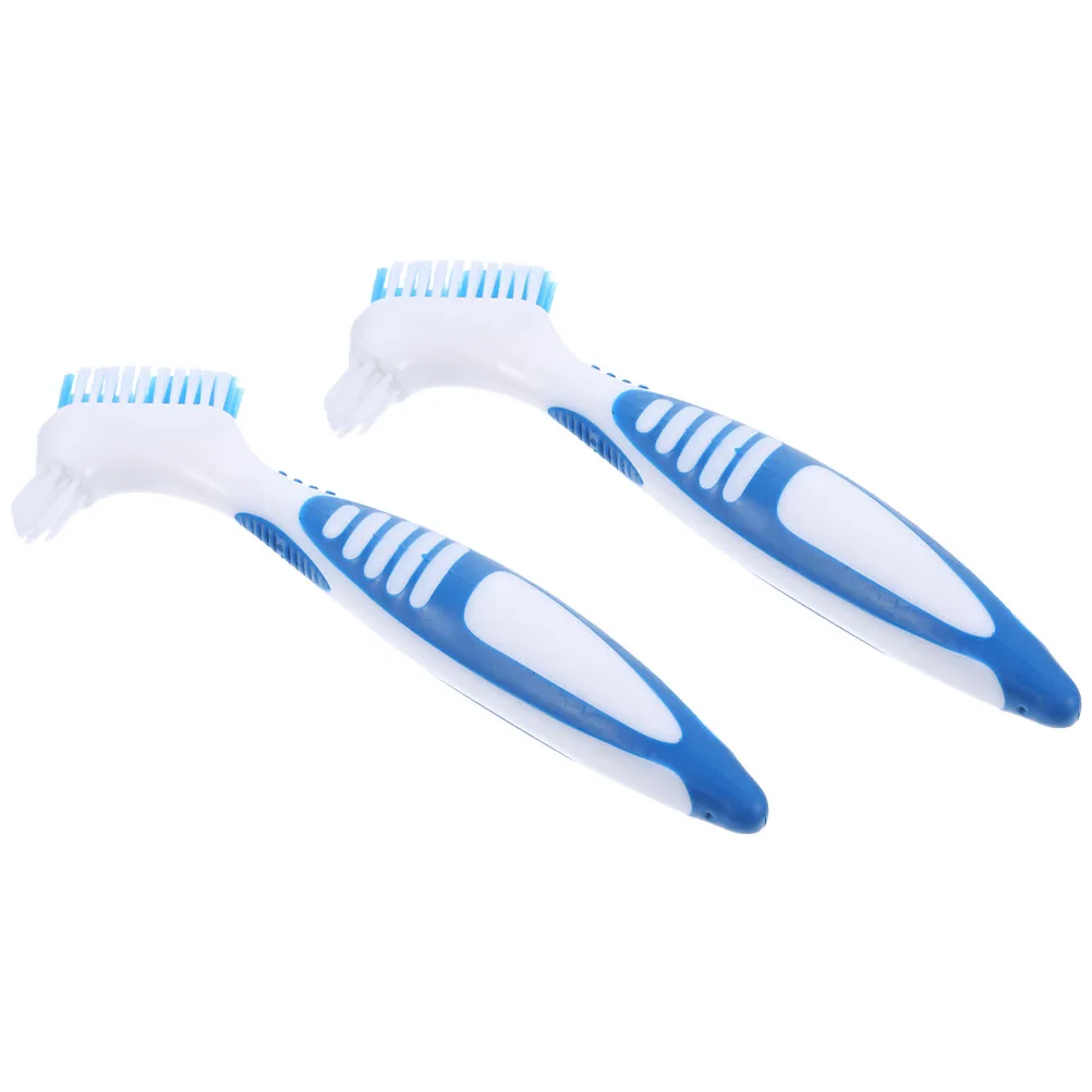 

2pcs Tortoise Shell Cleaning Brush Blue Plastic Handle Dense Bristles Wide Head Narrow Side Multi-functional Mini Brushes
