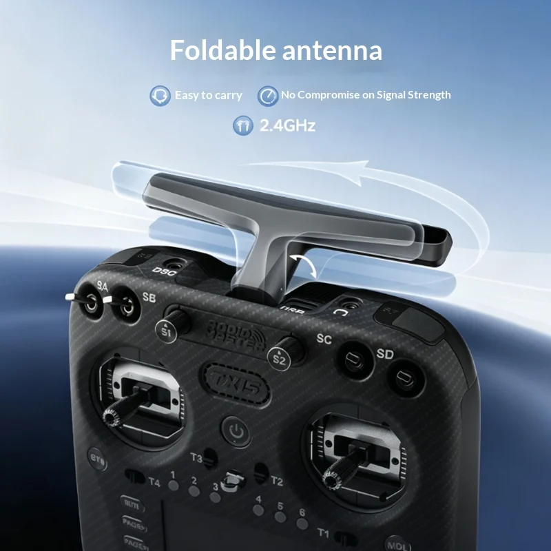 RadioMaster TX15 MAX Transmitter ELRS Open‑Source System AG02 CNC Metal Hall Gimbal 3.5 Inch Touch Screen Foldable Antenna FPV
