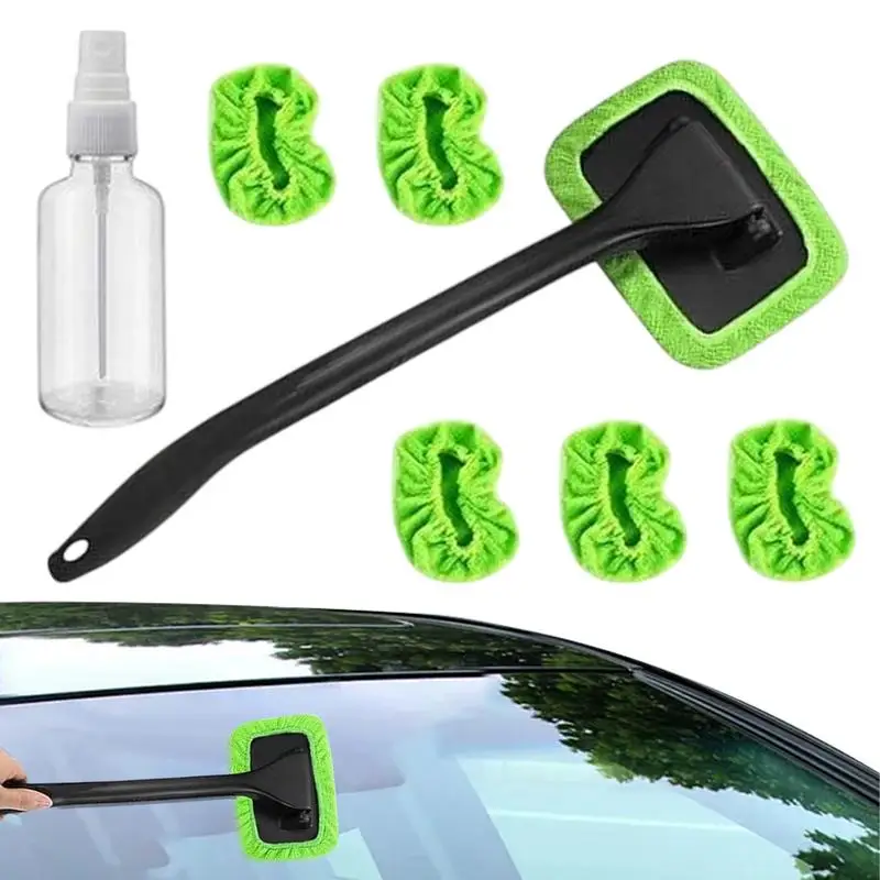 

Вращающаяся на 180 градусов швабра, инструмент для очистки лобового стекла автомобиля, инструмент для чистки окон из микрофибры с 5 многоразовыми полотенцами, щетка для мытья