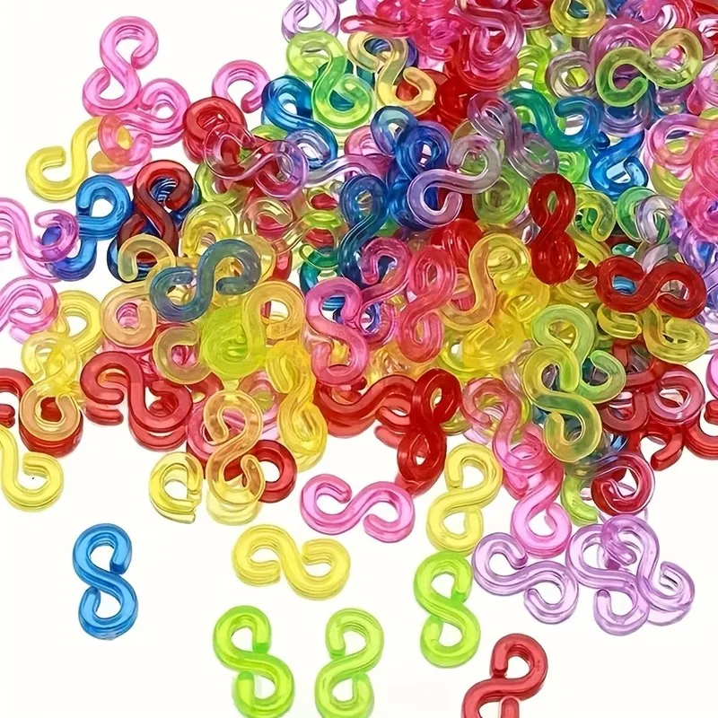 920 pcs Flexible Elastic Design Rubber Band Connectors, great for Friendship Bracelet Making, Random Color Assortment