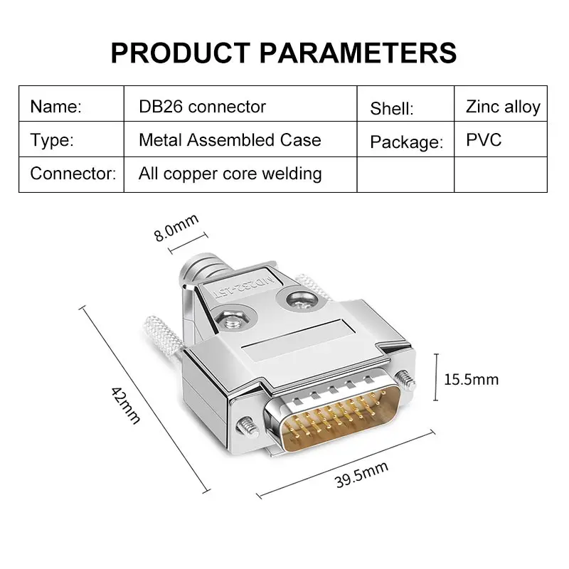 Industrial Grade  Welding Header DB26 Row  Female Connector  3Socket Rivet Copper Metal Soldering 26 Pin Plug Male DB 26  D-SUB