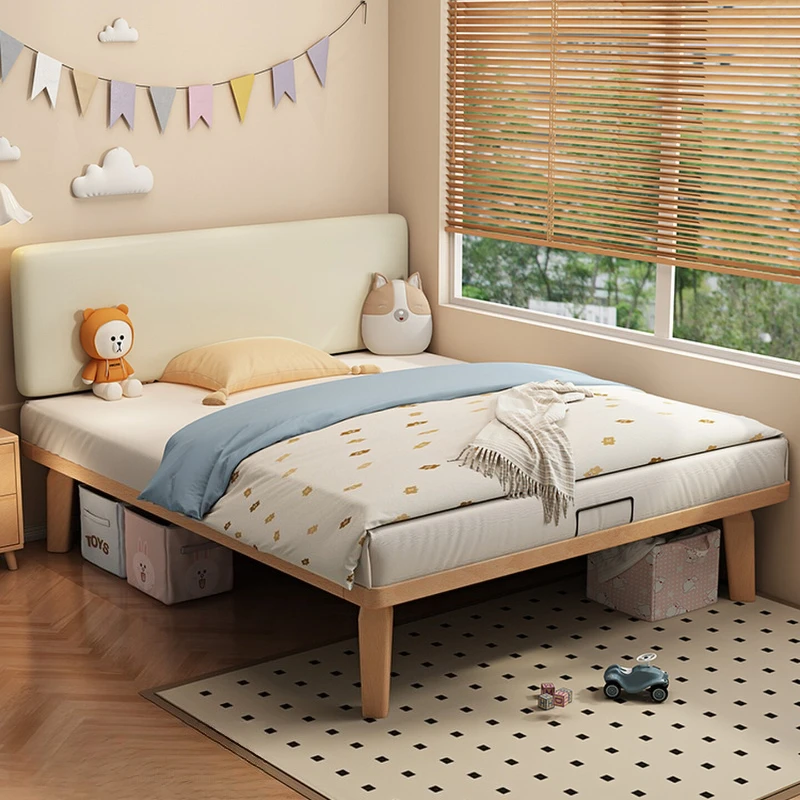 

bedroom high-end double bed high foot small apartment bed frame soft bag wood home somieres y marcos de cama interior furniture
