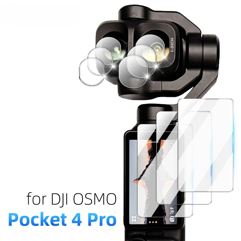 Surface protection spare parts separate for display and lens, compatible with D*I Osmo Pocket 3, Pocket 4 and D8I Osmo Pocket 4