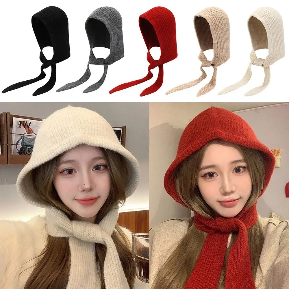 Gorro de pasamontañas de punto Ins, gorro tipo jersey con lazo y correa a prueba de viento, gorro grueso y cálido con protección para los oídos, clima frío