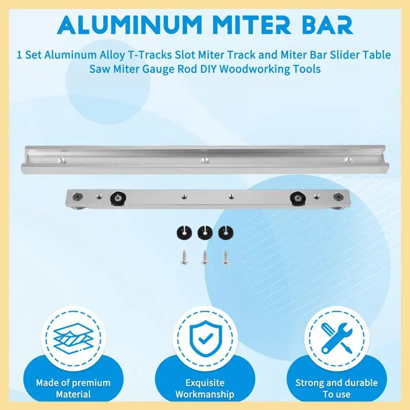 

ABHI-1 Set Aluminum Alloy T-Tracks Slot Miter Track And Miter Bar Slider Table Saw Miter Gauge Rod DIY Woodworking Tools