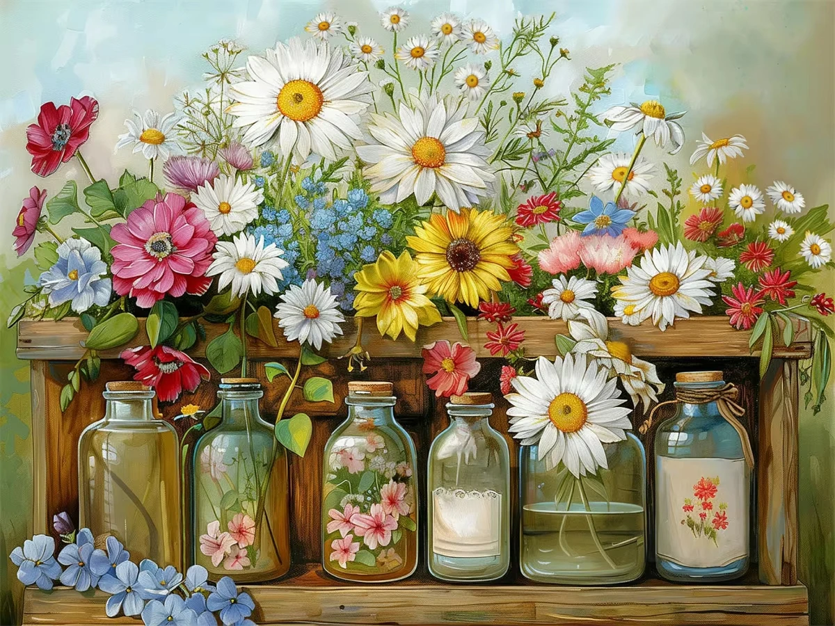 

Пазлы «Цветочная поляна: Маргаритки и Розы» 500/1000/1200/2000 элементов – Семейные игры для игровой комнаты, спальни, подарки