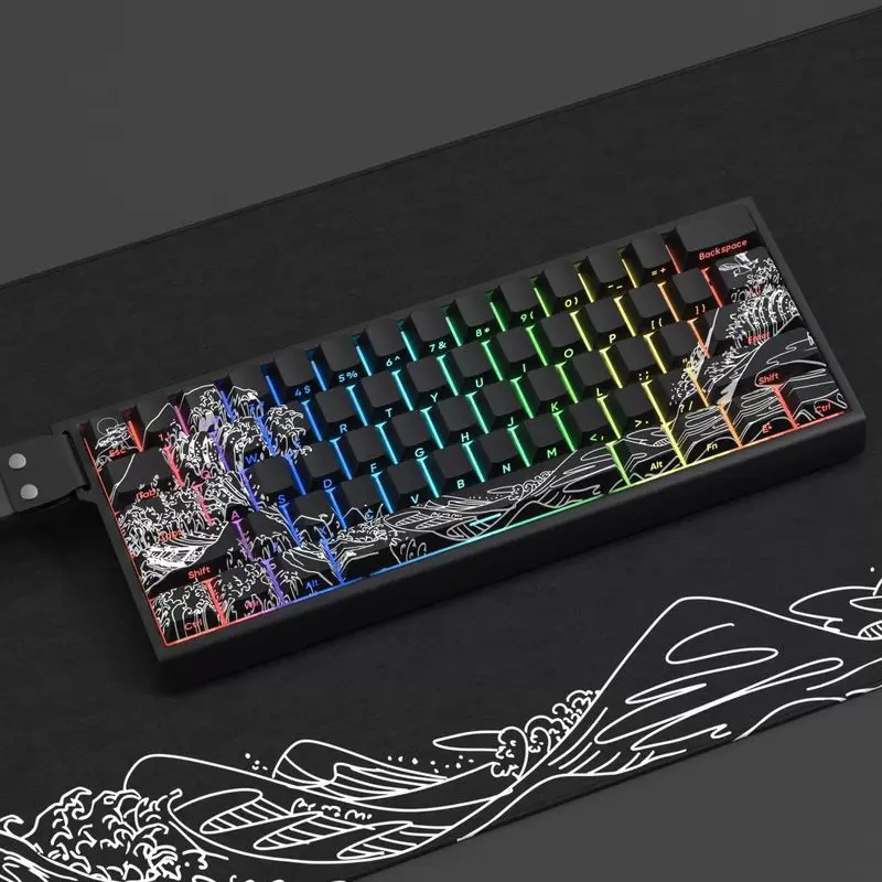 

Creative Theme Floating World Art Keycaps PBT Material Hot Sublimation Side Engraving Transparent Original Height Keyboard Caps