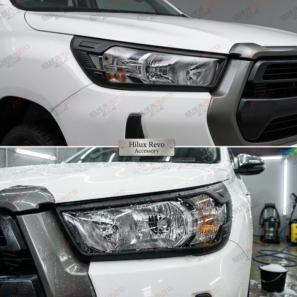 Matte Black Headlight Cover Trim for Toyota Hilux REVO Invincible Invincible X 2015-2018 Front Lamp Cover Car Accessories - view 3