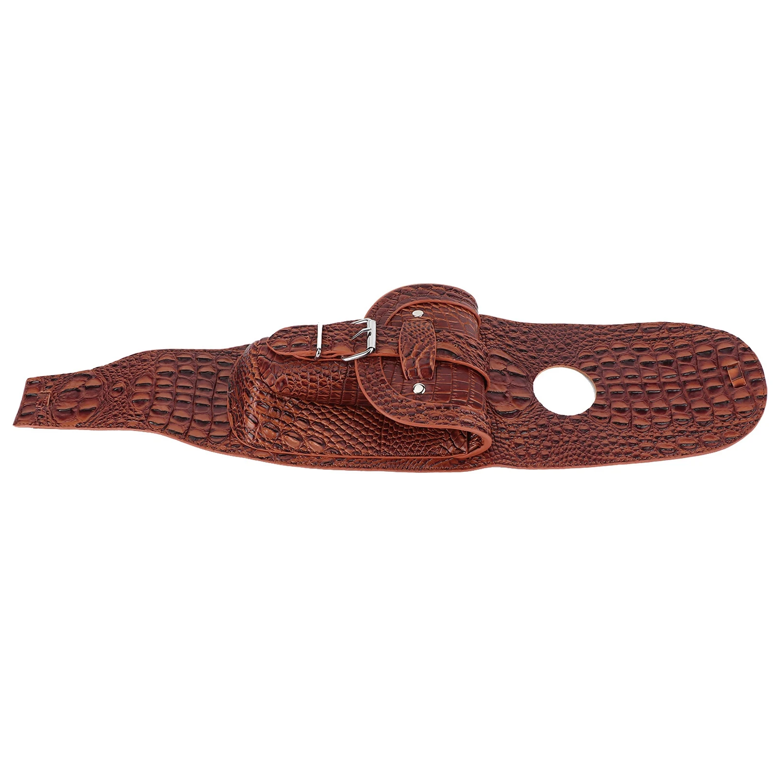 Brown PU Leather Motorcycle Fuel Tank Cover Pad With Storage Pouch, Crocodile Texture Bib Tank Panel For Sportster Models