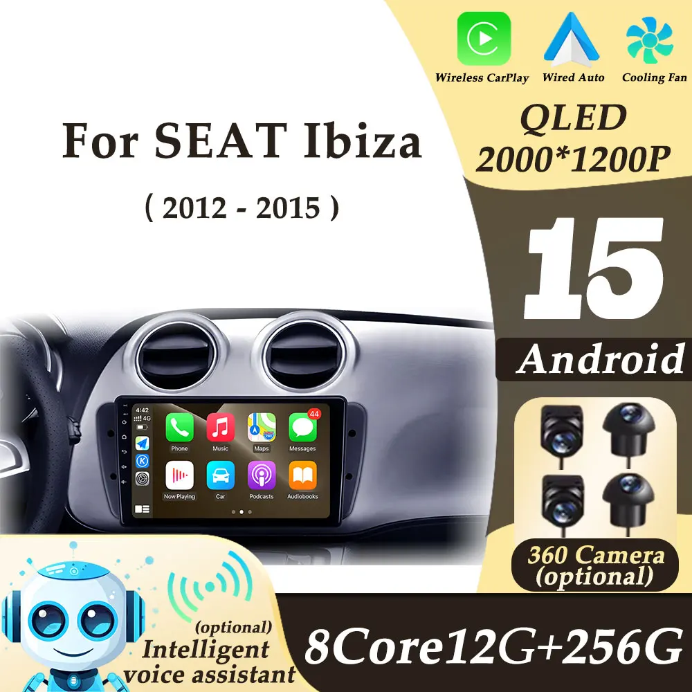 

Wireless CarPlay Android Auto Car Radio Video Audio Multimedi Player for SEAT Ibiza 2012 - 2015 GPS Navigation Split Screen WIFI