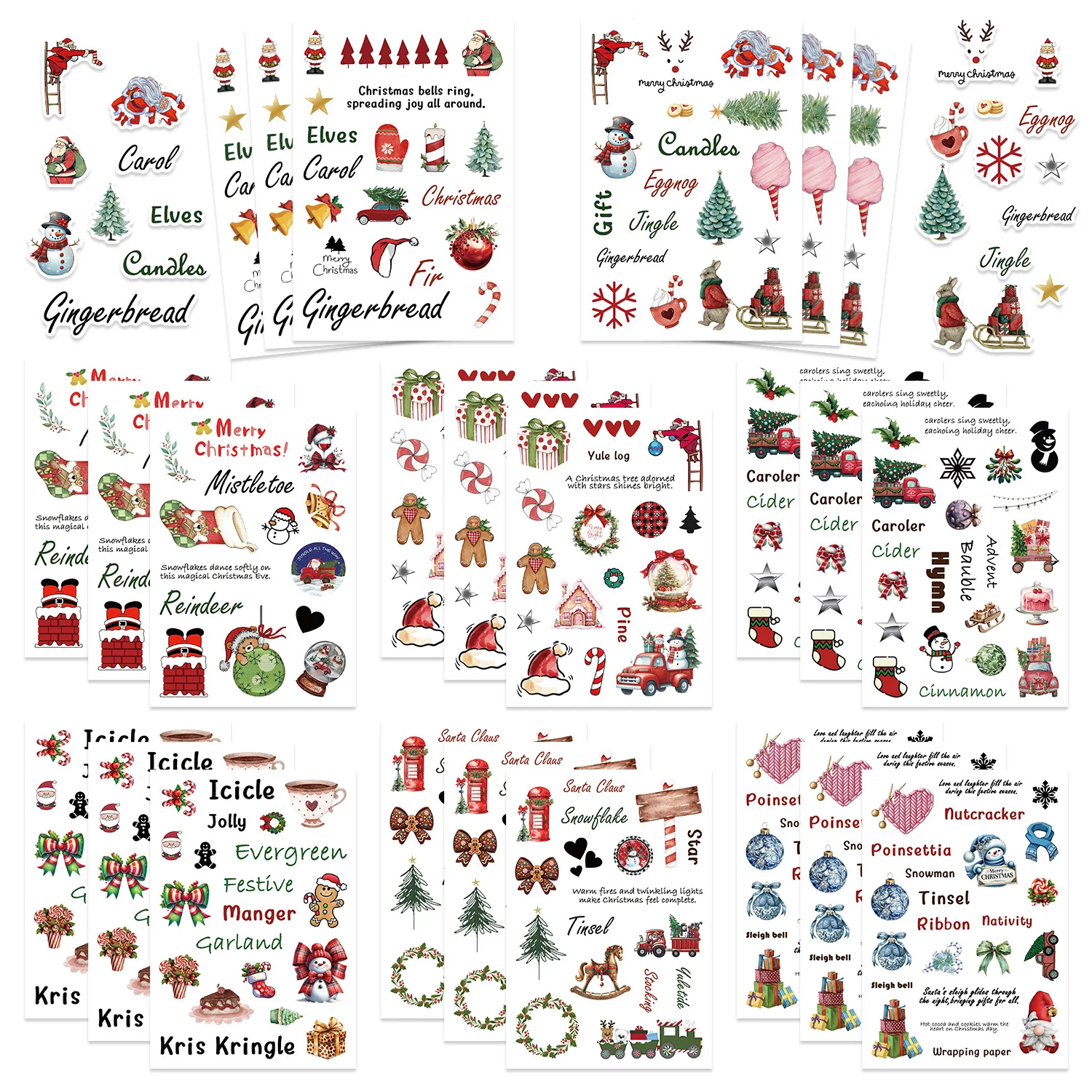 8/16/24PCS Puzzle Sticker Cartoon Christmas Make a Face DIY Decals Phone Computer Stationery Notebook Luggage Waterproof Sticker