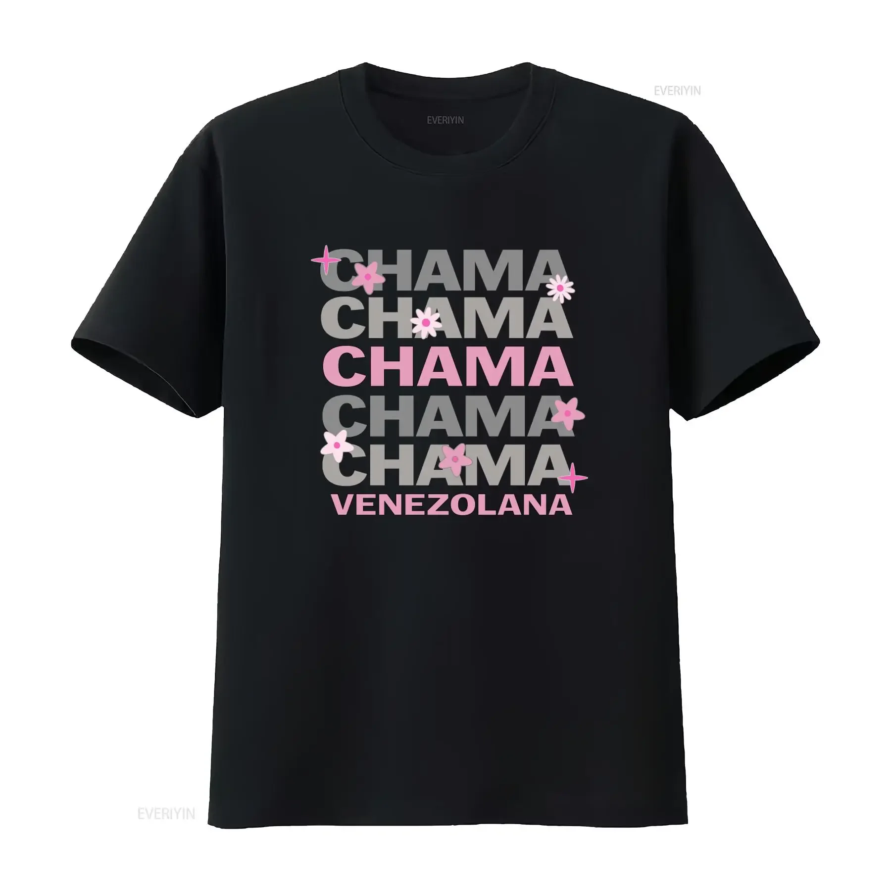 Chama Venezolana T Shirt Cute Floral Print for Girls in Caracas Maracaibo vintage Washed Top For Everyday Wear streetwear