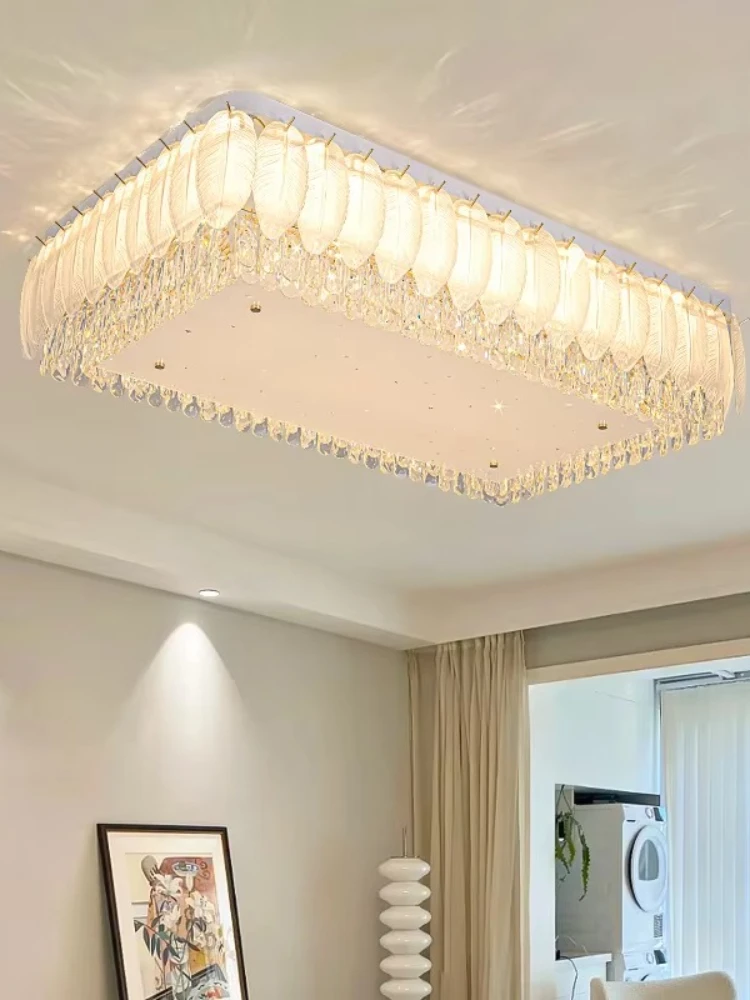 L95cm مستطيل فاخر K9 كريستال المطبخ ضوء السقف الحديثة فيلا المعيشة LED المنزل