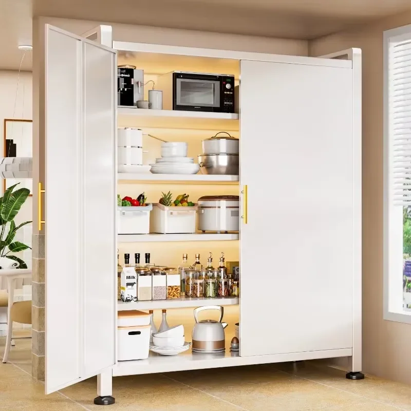 Kitchen shelves, floor-to-ceiling multi-layer wall-mounted lockers, carbon steel multi-function