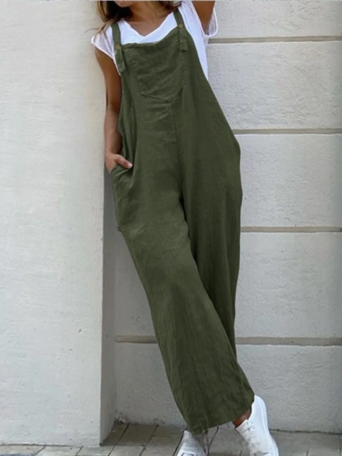 

Сексуальные длинные брюки-комбинезон Street Sle для женщин, с высокой талией, из хлопка, летние, прямого кроя, эксклюзивно онлайн