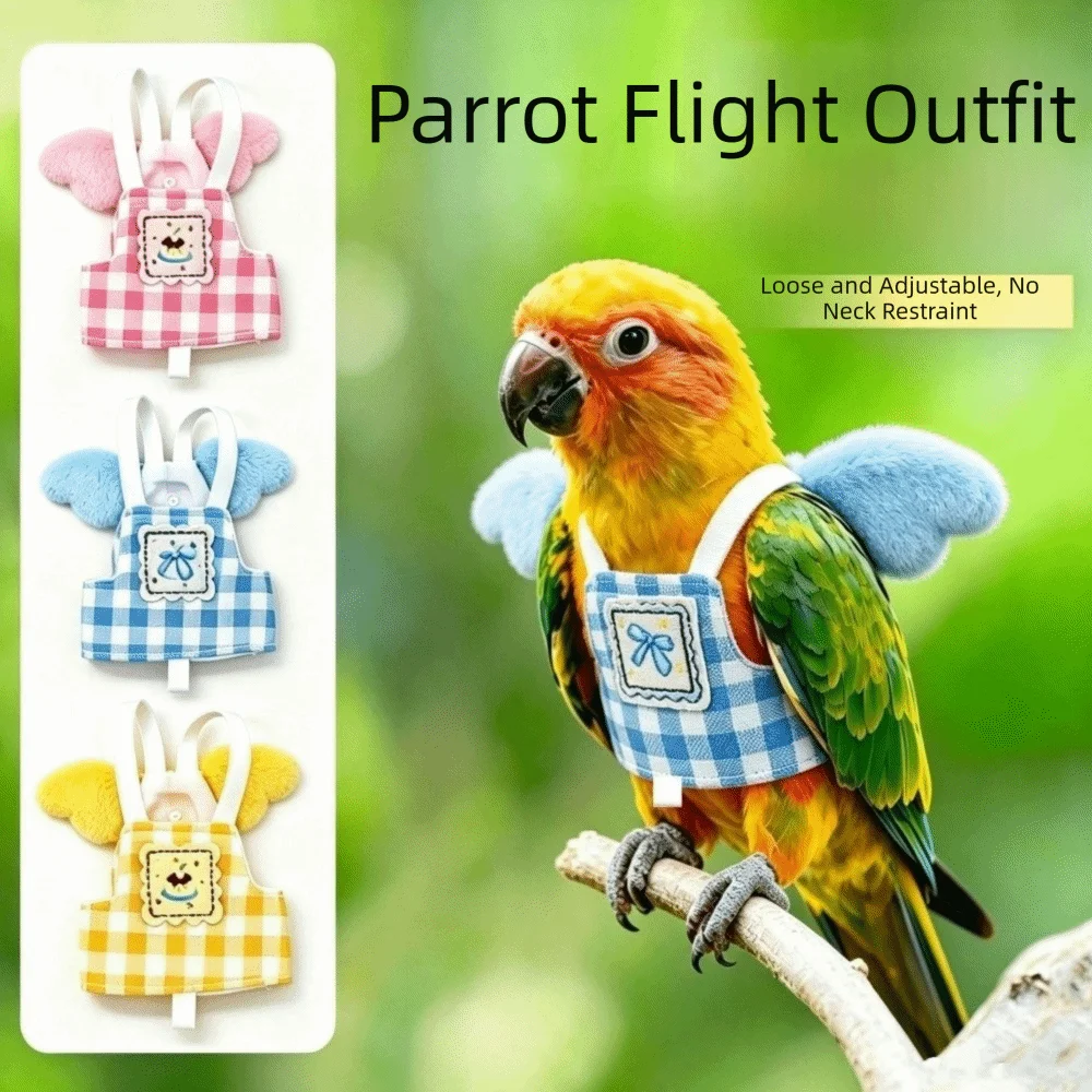 Adorable Breathable Bird Flight Suit with Leash Anti-Loss Parrot Harness Adjustable with Wings Bird Vest Outdoor Travel