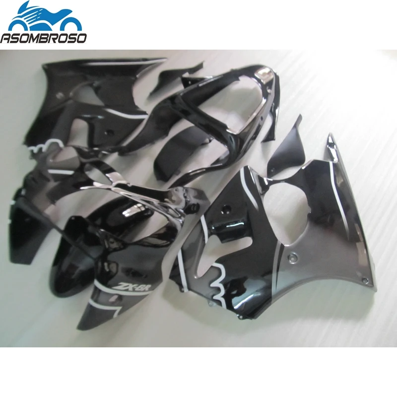 New Arrival Injection Motorcycle for Kawasaki Ninja ZX6R fairing kit 2000 2001 2002 grey black fairing set ZX6R 00 01 02 WA23