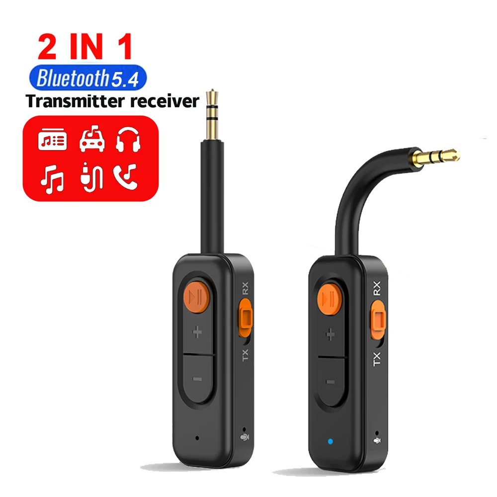 

3.5mm Aux Bluetooth 5.4 Receiver Transmitter 2-in-1 Wireless Audio Adapter for TV Headset Car Radio Flight Mp3 Player Speaker