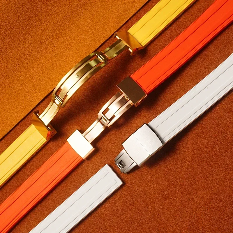 CTS فلوروروبر حزام ساعة اليد 20 مللي متر الإفراج السريع فراشة مشبك FKM قطع إلى حجم أشرطة ساعات اليد ل Seiko Aquanaut Oemga Seamaster