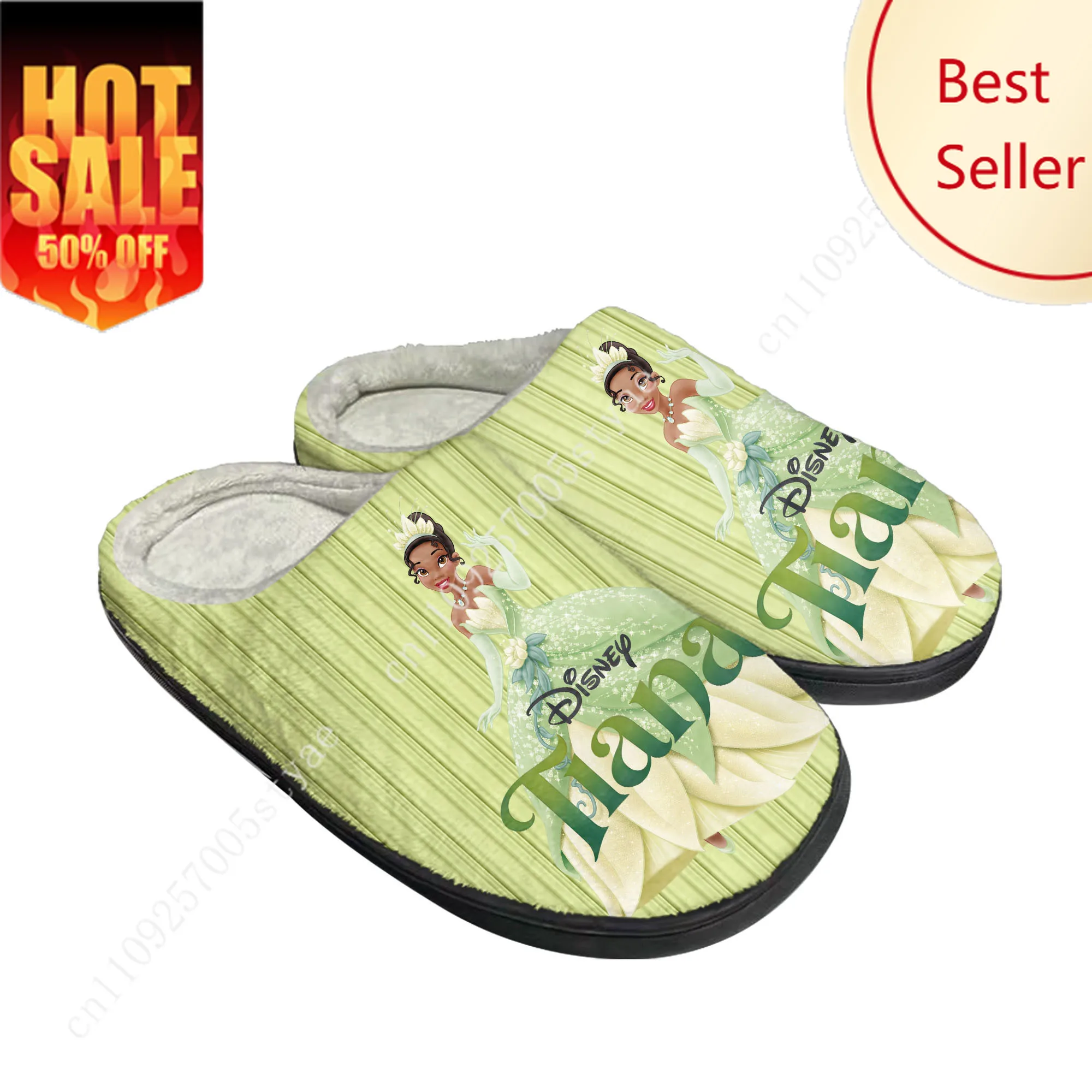 

Tiana The Princess and The Frog Cotton Slippers Disney Cartoon Decorate Plush Indoor Shoes Design Your Holiday Gifts Custom Shoe