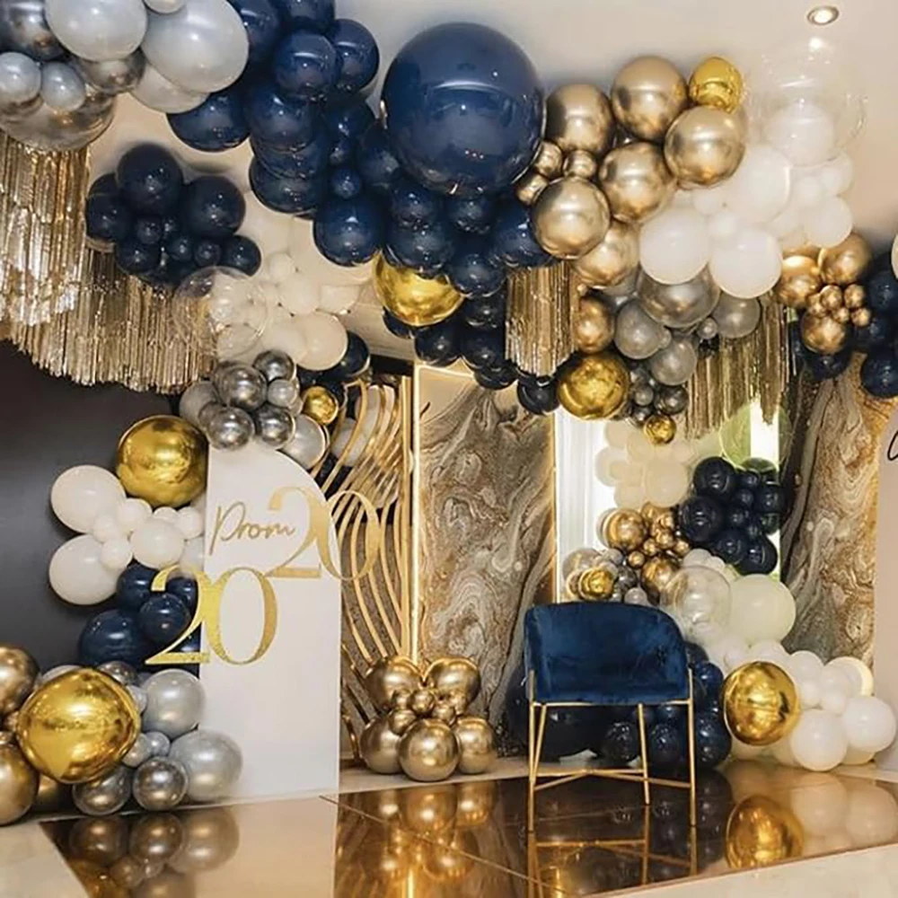 109pcs Black Balloons Metal Gold Silver Balloon Garland Arch Kit Graduation Decor Birthday Party Gender Reveal Decoration Globos