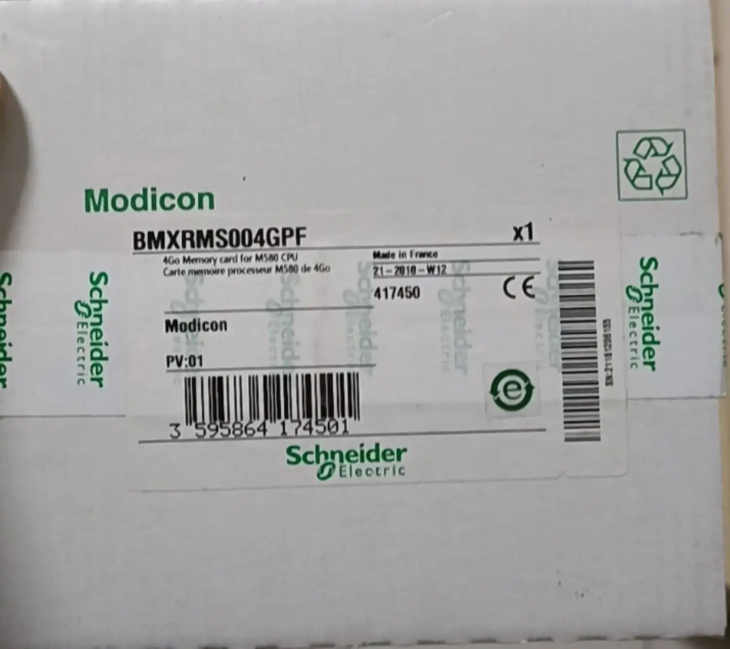 

Карта памяти BMXRMS004GPF, Modicon M580, SD-флеш, 4 ГБ, для процессора