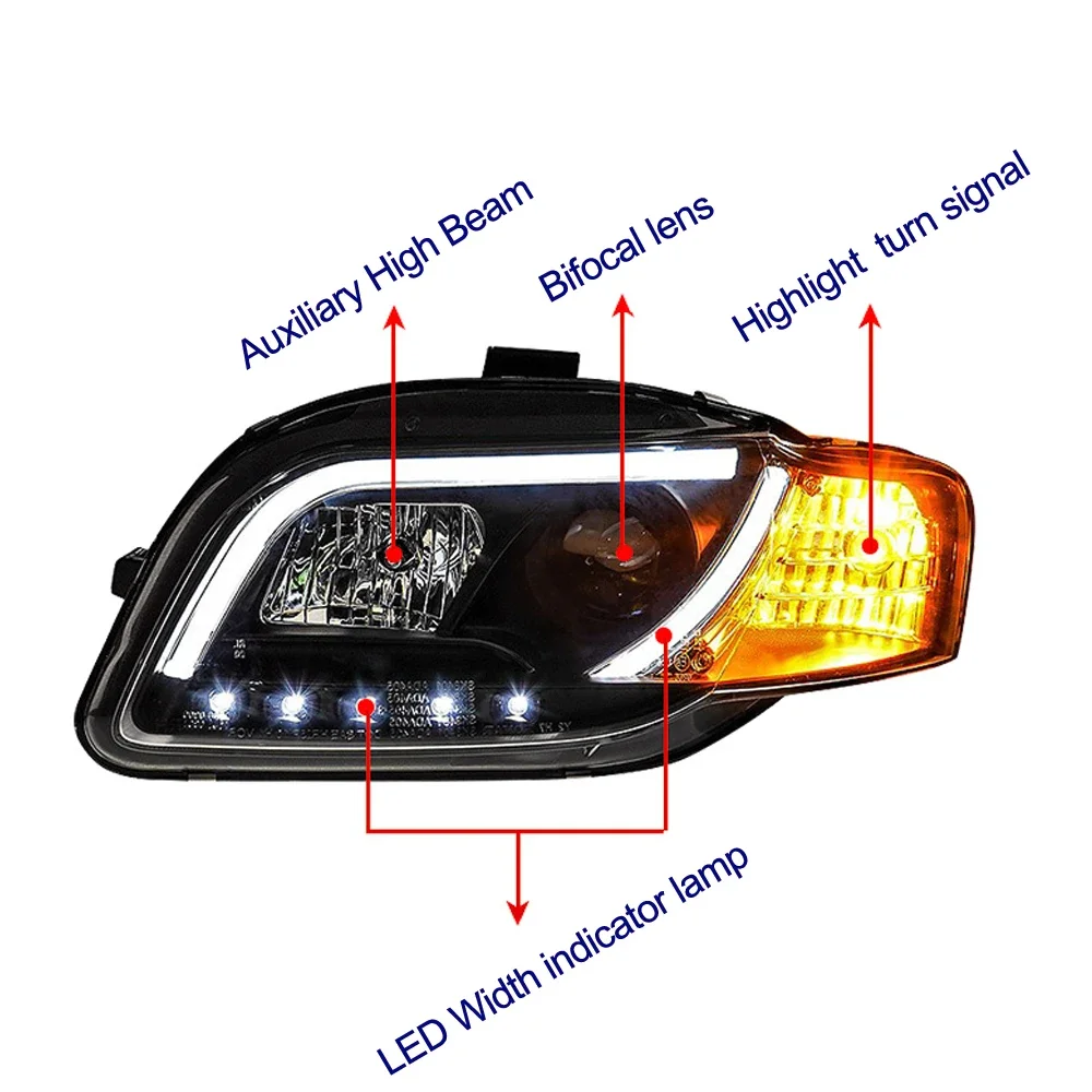 LED Head Lamps Headlight Front Assembly LED Head Light For Audi A4 B7 2005 2006 2007 2008 B6 2001 2002 2003 2004 Xenon Headlamps