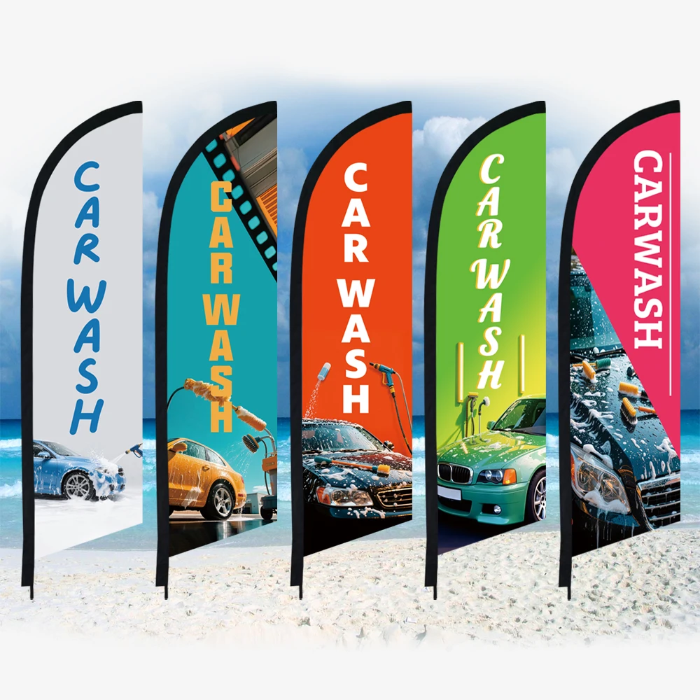 

Car Wash Promotion Poster Feather Flag Only Swooper Without Pole Beach Flag Custom Outdoor Advertising Decoration
