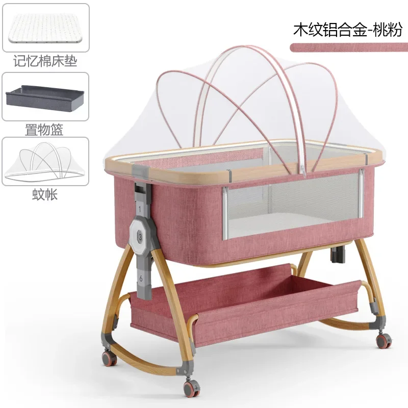 

Crib Newborn Bed Splicing Big Bed Baby Crib Bb Crib Cradle Bed Multi-functional Mobile and Foldable